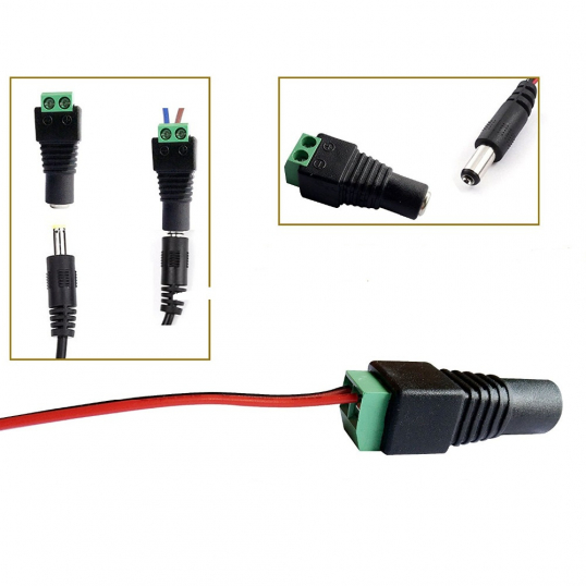 Connecteur alimentation Led mâle et femelle - 1 paire