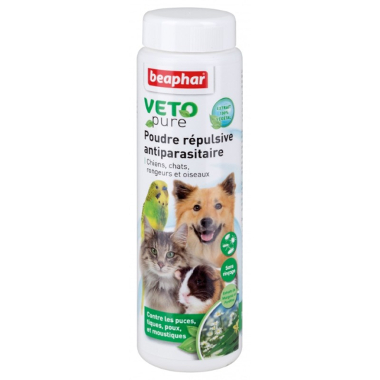 Beaphar VETOpure, poudre répulsive antiparasitaire, Anti Poux et Acariens - 60g