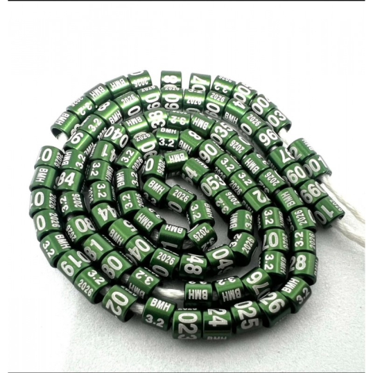 Bagues Aluminium fermées 2026 vertes - Lot de 10 - 2,7 mm
